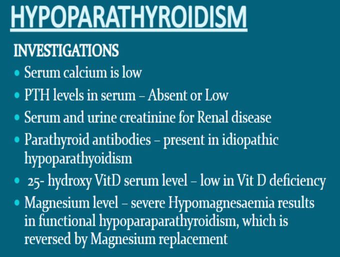 Hypoparathyroidism- Investigations