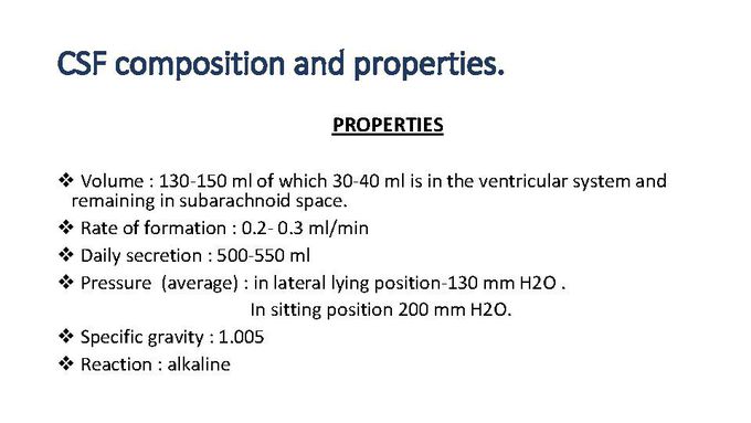 Cerebrospinal fluid properties - MEDizzy