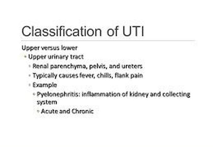 Following are the classificatons of UTI